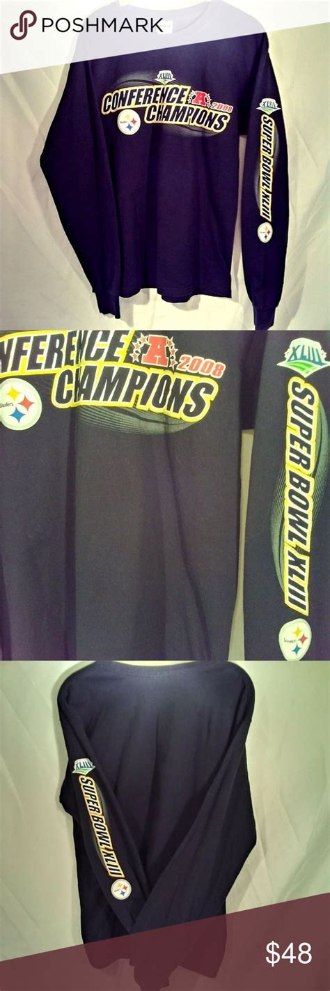 Super Bowl XLIII Steelers Conf.A Champs '08 Tee M | Tees, Long sleeve ...