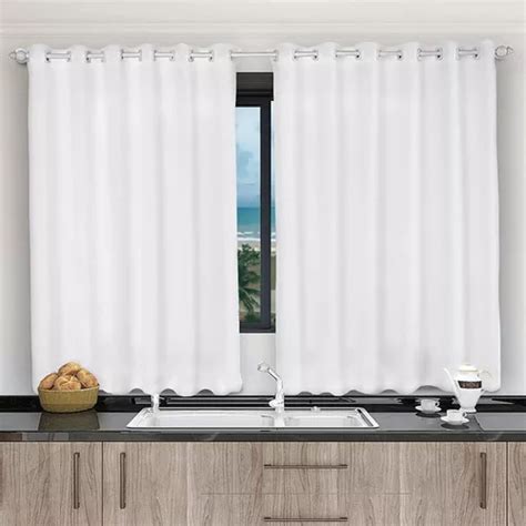 Cortina Para Ventana De Cocina De 3 00 X 1 20 Cm Tela Blanca Lisa