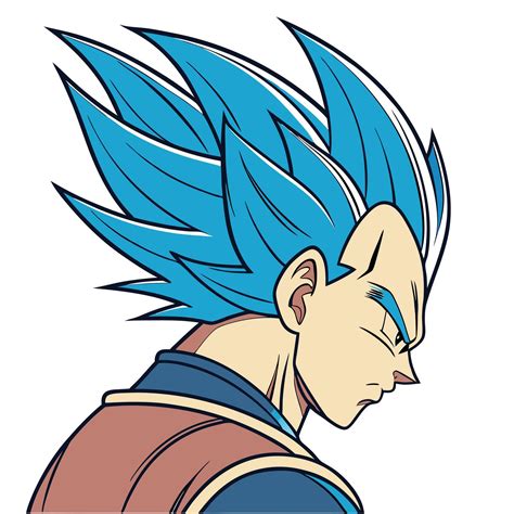 Anime Warrior with Spiky Blue Hair and Intense Side Profile in Bold