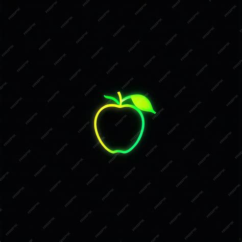 Premium Vector Green Apple On Black Background Green Apple On Black