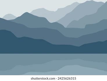 Beautiful Landscape Lake Vector Illustration Flat Stock Vector (Royalty ...