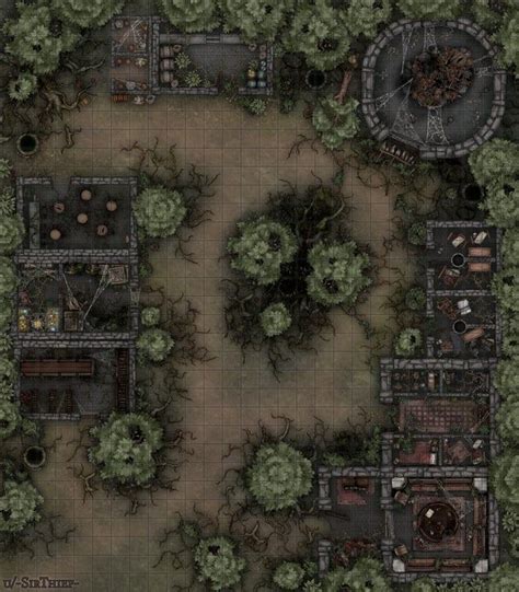 Overgrown Abandoned Town Dndmaps Abandoned Town Fantasy Map