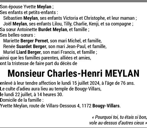 Charles Henri Meylan Hommages