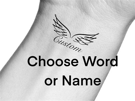 Custom Name Angel Wings Temporary Tattoo Etsy Canada