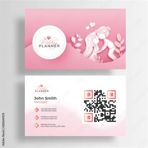 Front And Back View Of Wedding Planner Business Card Or Visiting Card