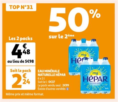 Hepar Eau Minerale Naturelle 6 X 1L Les 2 Packs Promotie Bij Auchan