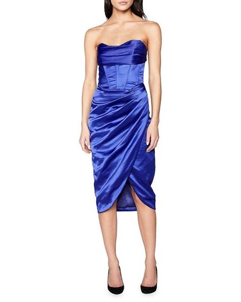 Bardot Jamila Satin Strapless Corset Dress In Blue Lyst