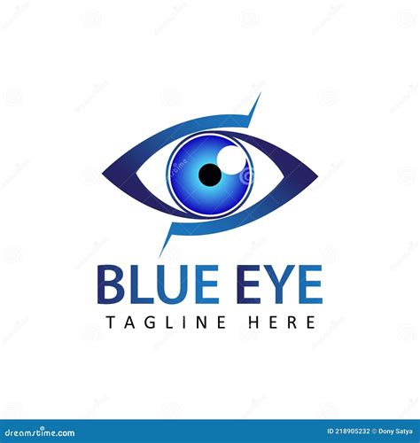 Blue Eye Logo Template Design Vector In Isolated White Background Stock