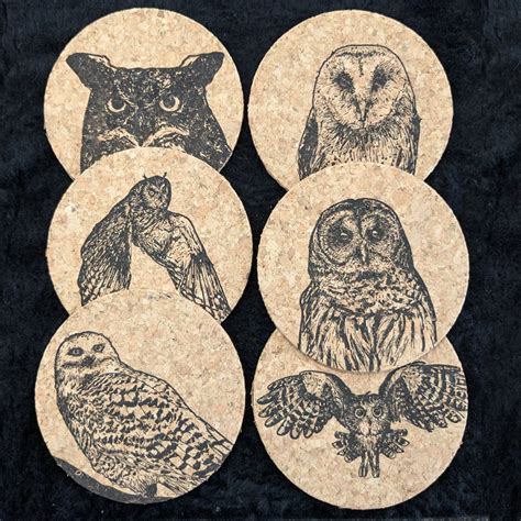 Corkology Owls Cork Coaster Set International Owl Center Online Store