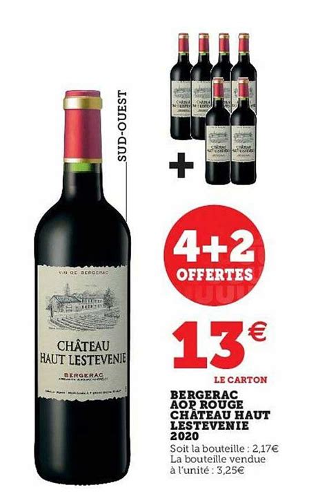 Promo Bergerac Aop Rouge Château Haut Lestevenie 2020 chez Hyper U