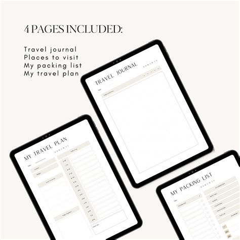 Printable Travel Planner Packing List Places To Visit Travel Journal