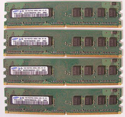 Lot of 4 Samsung M378T2863EHS-CF7 4GB (4x1GB) DIMM 800 MHz DDR2 SDRAM ...