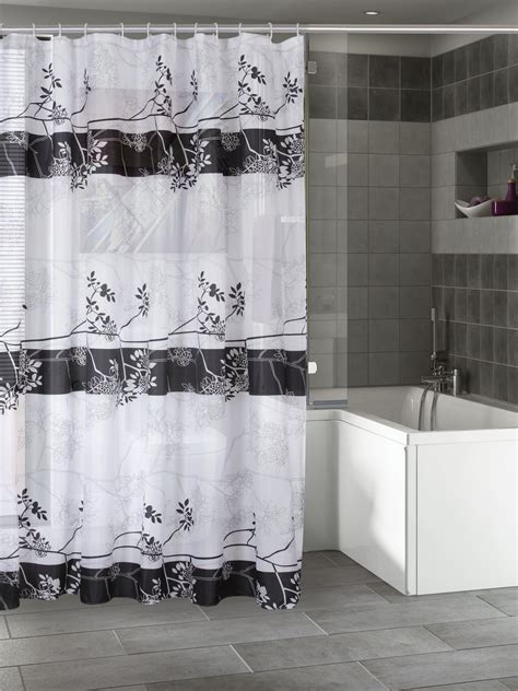 Buy BOMBAY DYEING Black & White Floral Printed Shower Curtain - Shower ...