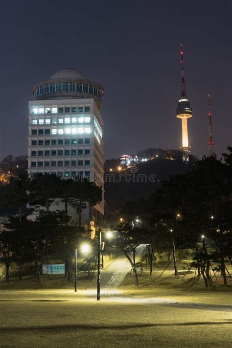 Namsan Baekbeom Square Park Near Seoul City Walls And Namsan Tower