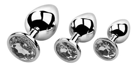 3pz Butt Plug Anal Gema Metal Joya Dilatador Juguete Sexual Color Transparente MercadoLibre