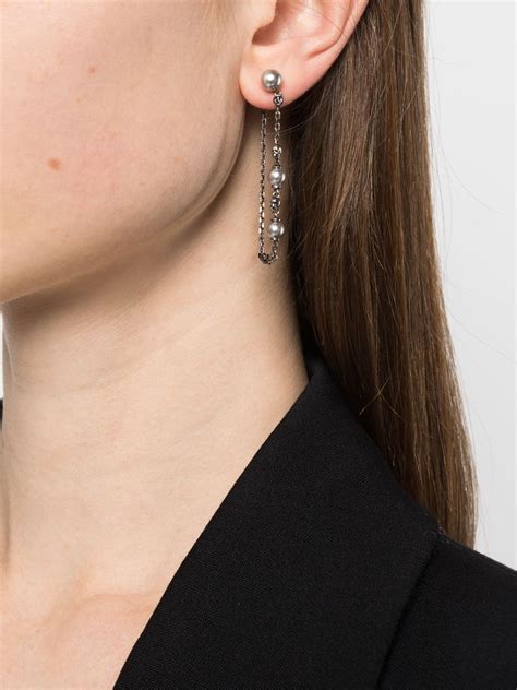 Alexander Mcqueen Pearl Embellished Skull Drop Earrings Farfetch