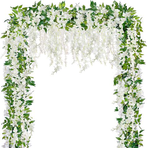 Hanaive 8 Pcs Total 48 Ft Silk Wisteria Garland White