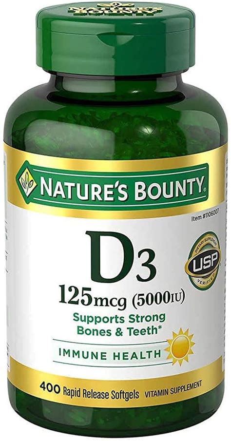 Amazon.com: Nature's Bounty Immune Health Vitamin D3 5000 iu, Rapid ...
