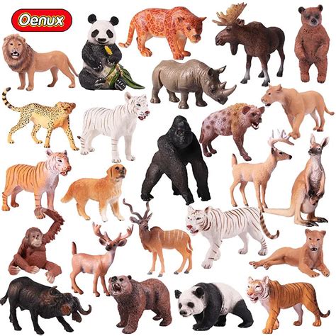 Oenux Original Wild Animals Zoo Lions Tigers Dog Zebra Simulation Model ...