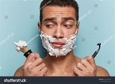 Macho Man Naked Torso Has Shaving Stock Photo 1321518146 Shutterstock