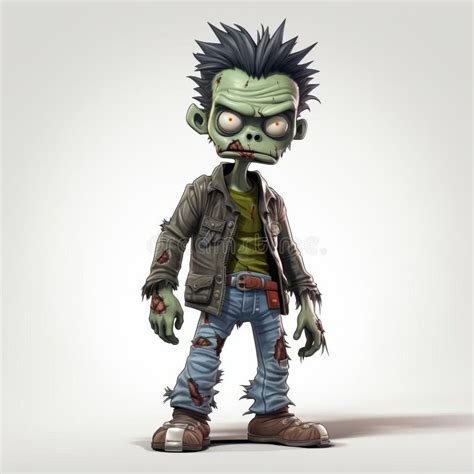 High-quality 3d Render Cartoon Zombie in Vest Full Body Stock ...