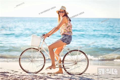 Pretty Brunette Woman On A Bike Ride Stock Photo Picture And Royalty Free Image Pic