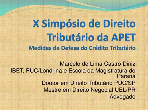 Ppt X Simp Sio De Direito Tribut Rio Da Apet Medidas De Defesa Do