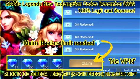 Hurry Up X6 Mobile Legends Diamond Codes December 15 2023 MLBB KODE