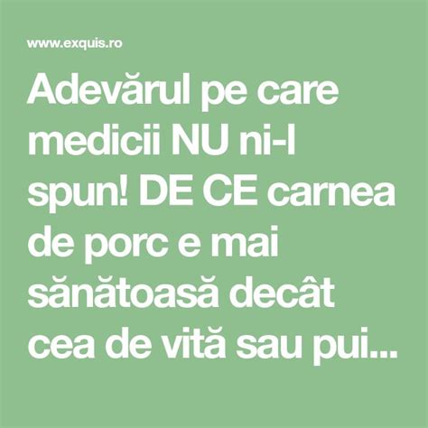 Adevărul pe care medicii NU ni l spun DE CE carnea de porc e mai