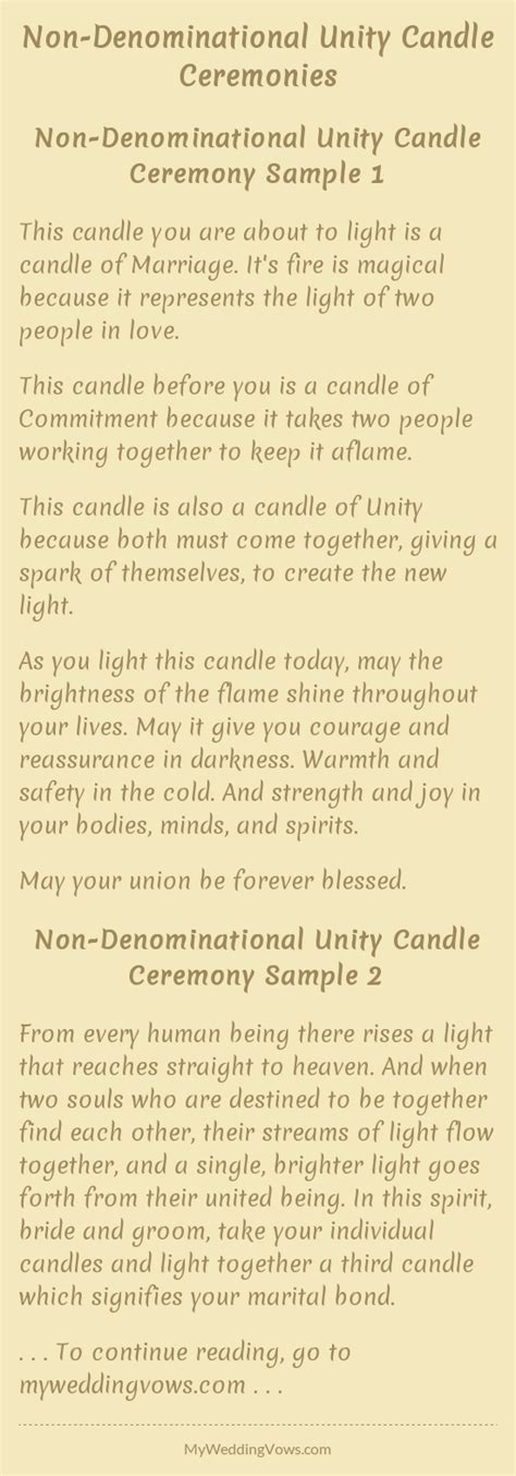 Non-Denominational Unity Candle Ceremonies