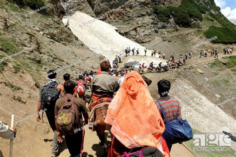 Pilgrim Amarnath Yatra Jammu Kashmir India Asia Stock Photo