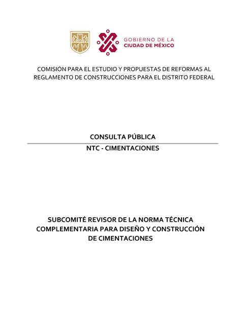 Cimentaciones 2023 normas tecnicas COMISIÓN PARA EL ESTUDIO Y