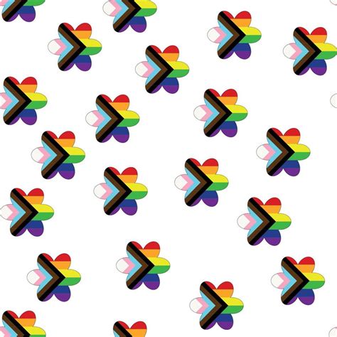 Seamless Pattern With New Lgbt Flag Hearts Text Flower And Flag Gay Pride Pride Month Love
