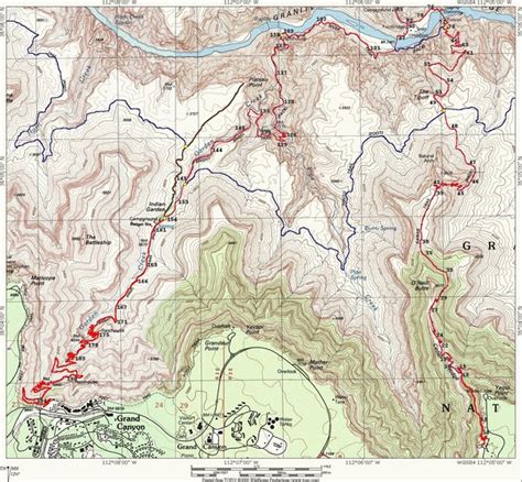 Grand Canyon Hiking Trail Map - Grand Canyon AZ • mappery