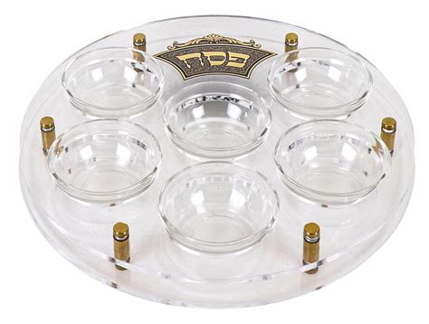 Acrylic Passover Seder Plate With Gold Plate