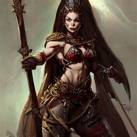 Krea Warrior Princess Character Portrait By Frank Frazetta Wearing