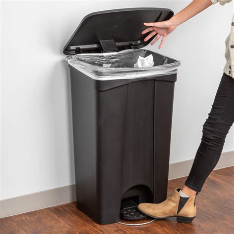 Lavex Janitorial Qt Gallon Black Rectangular Step On Trash Can