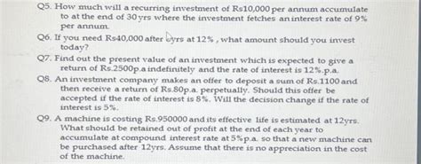 Solved Time Value Of Money Questions Line Wise Require Chegg