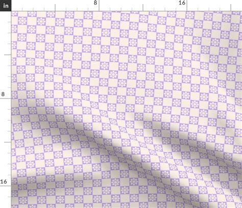 Spring Floral Lilac Checkerboard Fabric Spoonflower