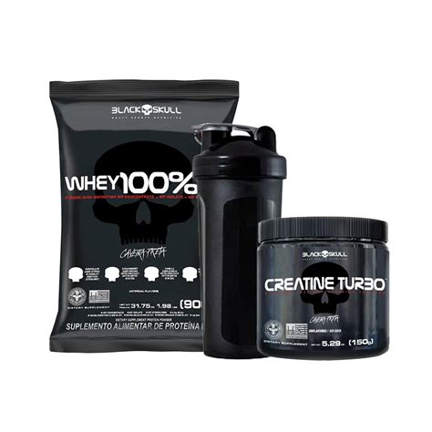 KIT BLACK SKULL 100 HD REFIL 900G CREATINE TURBO 150G