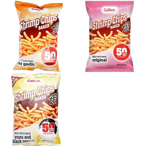 Calbee Shrimp Chip And Jagarico Flavor Mix Bundle Shrimp Hot Garlic