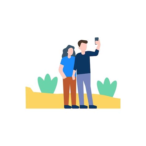 La Pareja Se Est Tomando Una Selfie Vector Premium