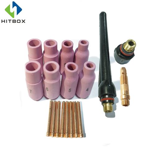 HITBOX TIG Welding Torch Collect Body Nozzles TIG Back Cup Kit Fit SR