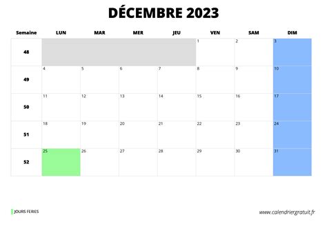 Calendrier décembre 2023 calendriergratuit fr