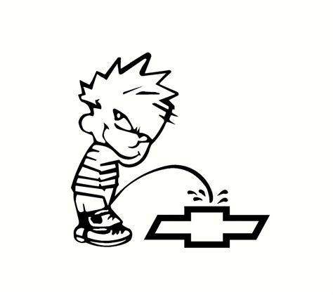 Calvin Peeing On Chevy Designs Sticker Auto Laptop Etsy