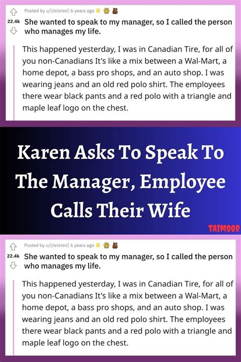 Karen asks to speak to the manager employee calls their wife – Artofit