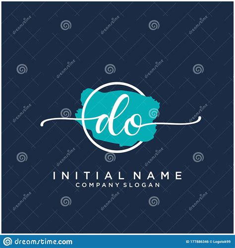 Do Initial Handwriting Logo Design With Brush Circle Stock Vector