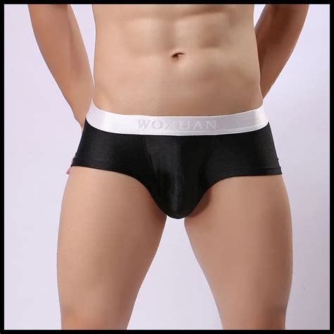 5 Pcs Lot Man Silky Underwear Woxuan Brand Male Sexy Solid Bulge Pouch