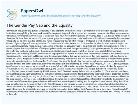 The Gender Pay Gap And The Equality Free Essay Example 1622 Words