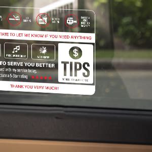 Amazon Pcs Rideshare Rating Tips Sign Stickers Ride Share